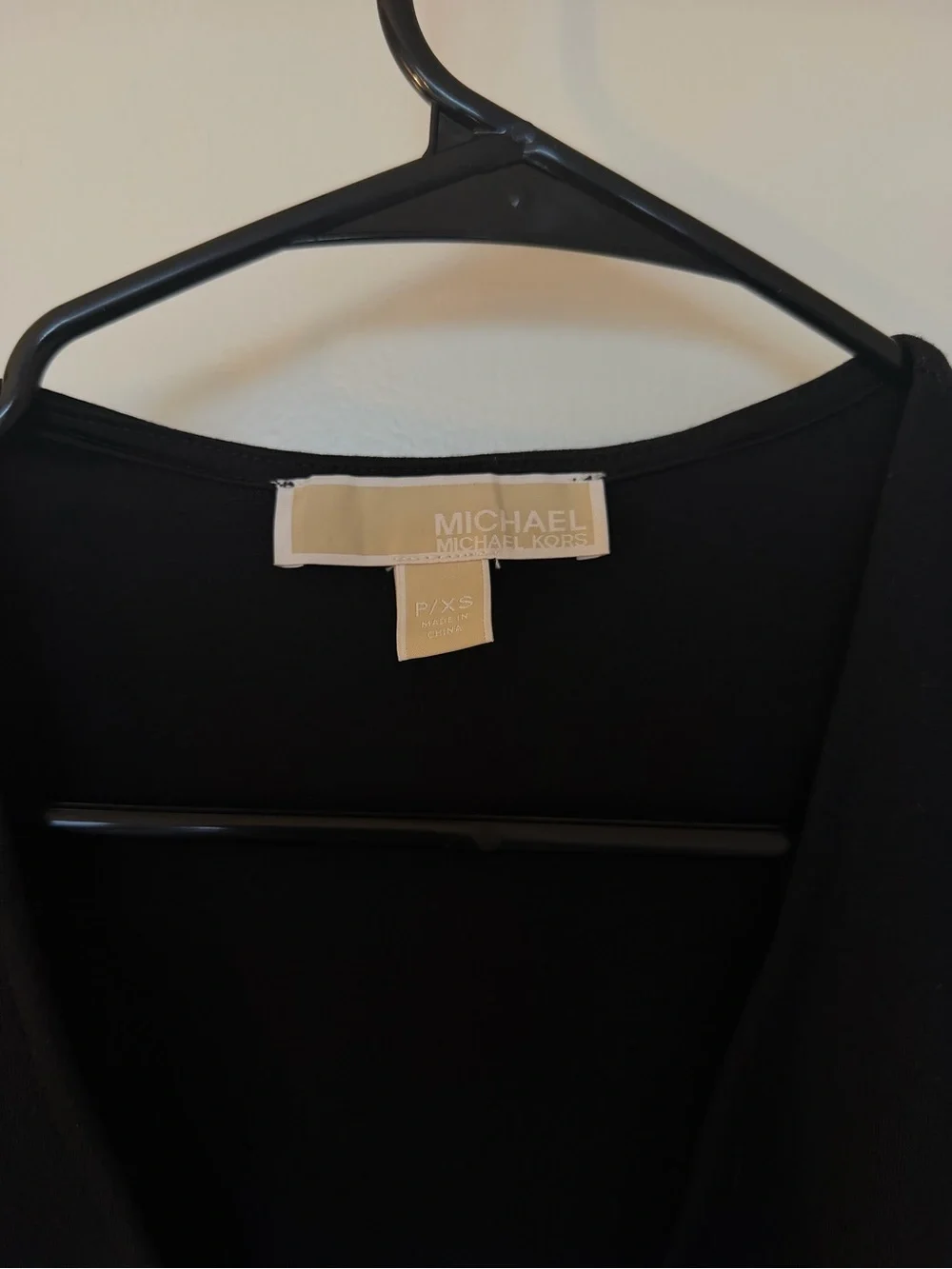Micheal Kors Black Faux Leather Sleeve Wrap Dress with Belt - Petite